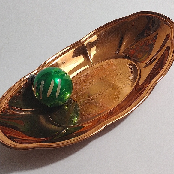 Vintage Copper Etched Tray Platter Bowl - Picture 4 of 9
